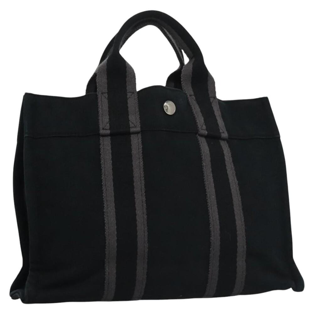 HERMES Fourre Tout PM Hand Bag Canvas Black